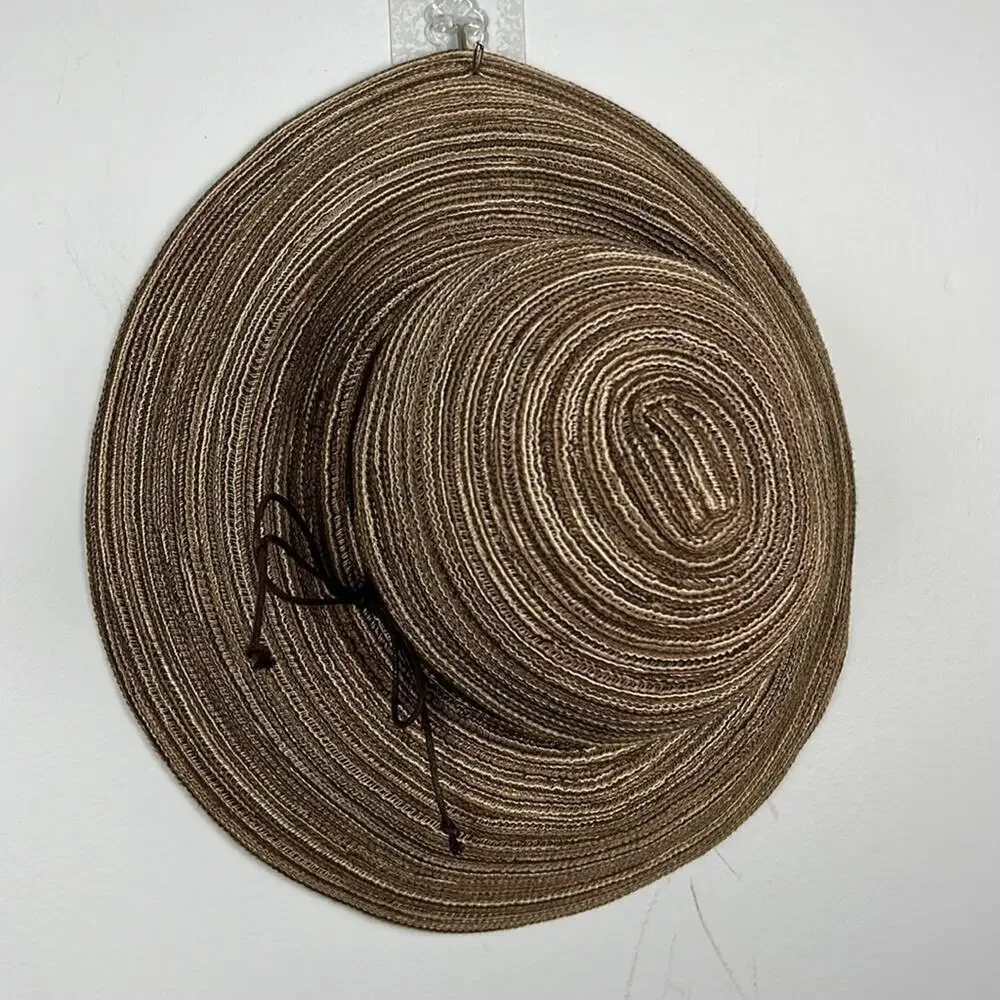 Women’s neutral floppy woven sun hat - Picture 1 of 7